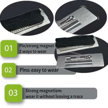 XRLSG Personalized Metal Tags Custom Metal Tags with Magnets Pin Identification Badges with Logo Name for Work Office Silver