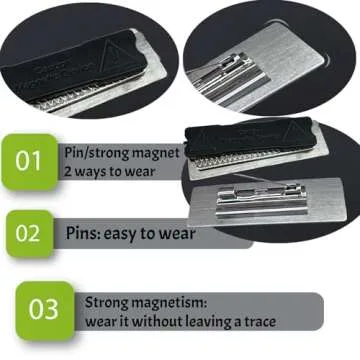 XRLSG Personalized Metal Tags Custom Metal Tags with Magnets Pin Identification Badges with Logo Name for Work Office Silver