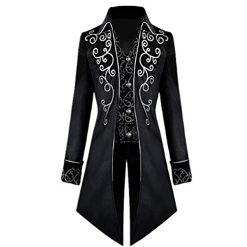 Crubelon Men's Steampunk Vintage Tailcoat Jacket for Halloween and Parties