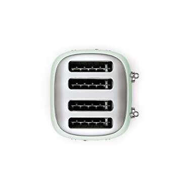 Smeg 50s Retro 4-Slot Toaster TSF03PGUS Bundle with Bamboo Tongs - Pastel Green