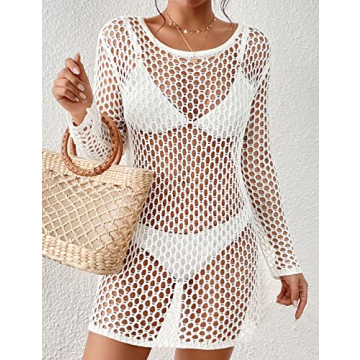 AILUNSNIKA Crochet Long Sleeve Bikini Cover Up for Summer