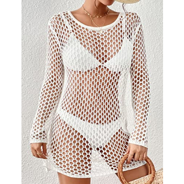 AILUNSNIKA Crochet Long Sleeve Bikini Cover Up for Summer