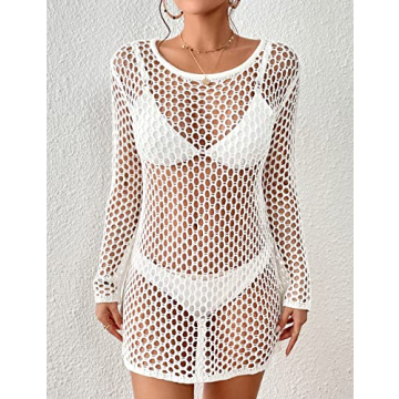 AILUNSNIKA Crochet Long Sleeve Bikini Cover Up for Summer