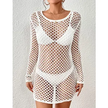 AILUNSNIKA Crochet Long Sleeve Bikini Cover Up for Summer