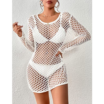 AILUNSNIKA Crochet Long Sleeve Bikini Cover Up for Summer