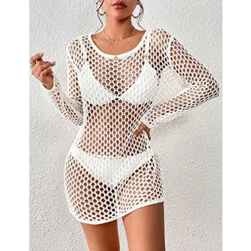AILUNSNIKA Crochet Long Sleeve Bikini Cover Up for Summer