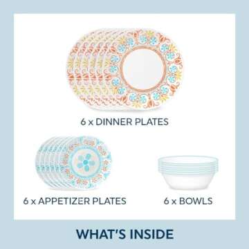 Corelle Terracotta Dreams Dinnerware Set for 6, 18 Pieces | Dinner Plates, Appetizer Plates, and 18 ...