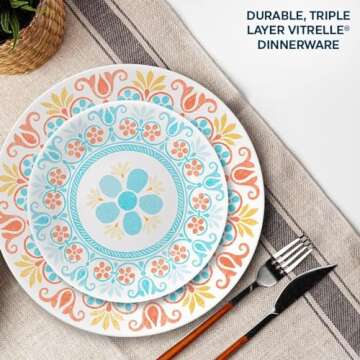 Corelle Terracotta Dreams Dinnerware Set for 6, 18 Pieces | Dinner Plates, Appetizer Plates, and 18 Oz Bowls | Dishwasher, Microwave, and Freezer Safe | Proudly Made in the USA