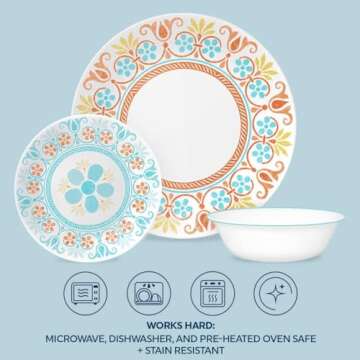 Corelle Terracotta Dreams Dinnerware Set for 6, 18 Pieces | Dinner Plates, Appetizer Plates, and 18 Oz Bowls | Dishwasher, Microwave, and Freezer Safe | Proudly Made in the USA