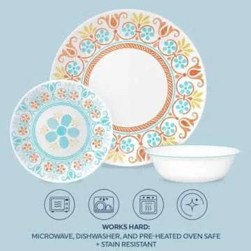 Corelle Terracotta Dreams Dinnerware Set for 6, 18 Pieces | Dinner Plates, Appetizer Plates, and 18 Oz Bowls | Dishwasher, Microwave, and Freezer Safe | Proudly Made in the USA