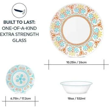 Corelle Terracotta Dreams Dinnerware Set for 6, 18 Pieces | Dinner Plates, Appetizer Plates, and 18 Oz Bowls | Dishwasher, Microwave, and Freezer Safe | Proudly Made in the USA