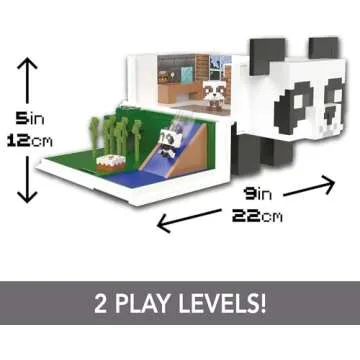 Mattel Minecraft Mob Head Minis Toys, Panda Playhouse Playset with 2 Panda Action Figures, Removable Bamboo Shoots & Cake Slice Accessories