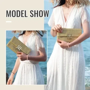 Freie Liebe Straw Clutch for Women Stylish Beach Bag