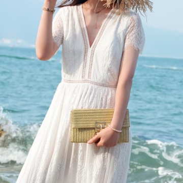 Freie Liebe Straw Clutch for Women Stylish Beach Bag