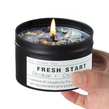 Crystal Aromatherapy Candles,Release Old Energies,Obsidian Healing Candles,Quartz Mind and Body Medi...