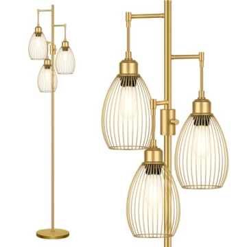 Elegant 70 Inches Dimmable Floor Lamp - Industrial Style with LED Edison Bulbs Included