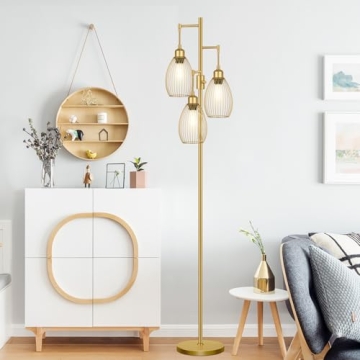 Stylish Dimmable Floor Lamp with Edison Bulbs Included