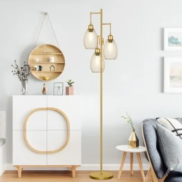 Stylish Dimmable Floor Lamp with Edison Bulbs Included