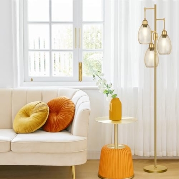 Stylish Dimmable Floor Lamp with Edison Bulbs Included