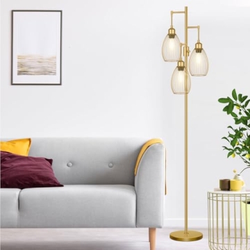 Stylish Dimmable Floor Lamp with Edison Bulbs Included