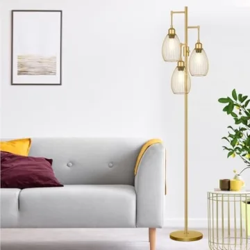 Stylish Dimmable Floor Lamp with Edison Bulbs Included