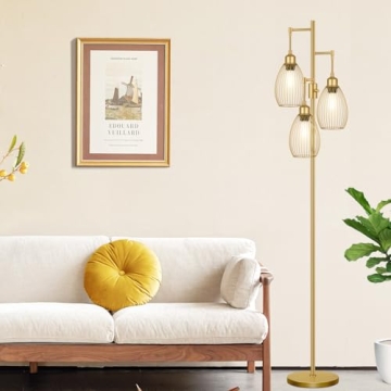 Stylish Dimmable Floor Lamp with Edison Bulbs Included