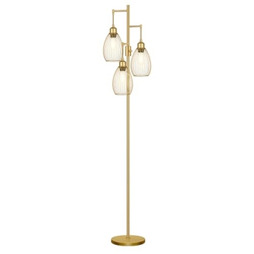 Stylish Dimmable Floor Lamp with Edison Bulbs Included