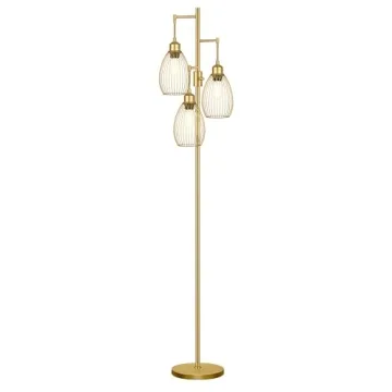 Stylish Dimmable Floor Lamp with Edison Bulbs Included