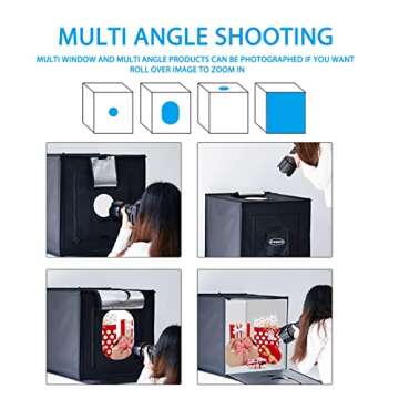 ZKEEZM Light Box Photography 20"x20" with 80LED Lights and 6 Color Backdrops Photo Box with Lights, Foldable Light Box with Adjustable Brightness, 6000-6500K Dimmable Portable Picture Box Shooting