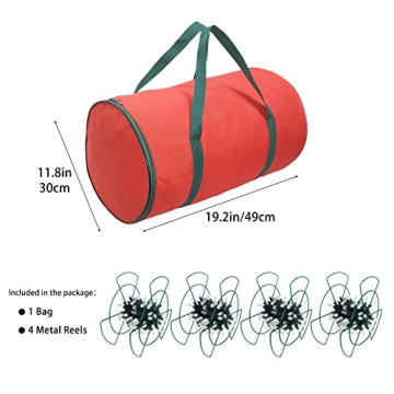 Sattiyrch Christmas Light Storage Bag with 4 Metal Reels