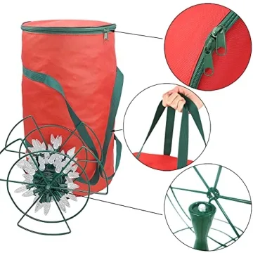 Sattiyrch Christmas Light Storage Bag with 4 Metal Reels