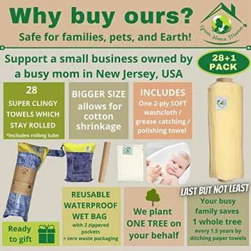 29 Pack Reusable Paper Towels & Cloth Baby Wipes with Wet Bag