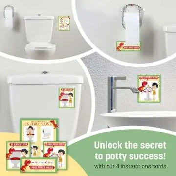 Potty Training Chart for Toddlers, Dinosaur Design Reward Chart - 194 Cool Stickers, 2 Fun Crowns, Motivational Certificate, Bonus Instruction Cards, Booklet & Erasable Pen for Boys and Girls