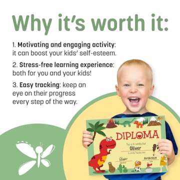 Potty Training Chart for Toddlers, Dinosaur Design Reward Chart - 194 Cool Stickers, 2 Fun Crowns, Motivational Certificate, Bonus Instruction Cards, Booklet & Erasable Pen for Boys and Girls