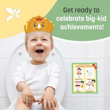 Potty Training Chart for Toddlers, Dinosaur Design Reward Chart - 194 Cool Stickers, 2 Fun Crowns, Motivational Certificate, Bonus Instruction Cards, Booklet & Erasable Pen for Boys and Girls