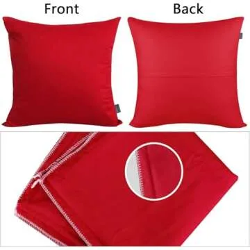 Thmyo 4-Pack 100% Cotton Comfortable Solid Decorative Throw Pillow Case Square Cushion Cover Pillowcase Sublimation Blank Christmas DIY Throw Pillow Covers for Couch Sofa Bed(20x20inch/50x50cm,Red)