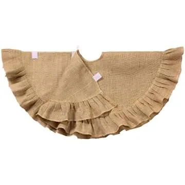 Tatuo Christmas Tree Skirt Decorations Linen Burlap Tree Skirt Round Xmas Cover for Christmas Party Mat Fall Indoor Clearance Outdoor Holiday Family Winter Home Decorations(19.7 Inch,Linen Color)