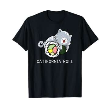 Sushi Cat Catifornia Roll T-Shirt - Kawaii Gift for Cat Lovers
