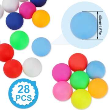 Guirnd 28 Pcs Colored Ping Pong Balls, 40mm Table Tennis Balls, Ping Pong Balls for Games or Arts, P...