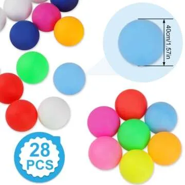 Guirnd 28 Pcs Colored Ping Pong Balls, 40mm Table Tennis Balls, Ping Pong Balls for Games or Arts, P...