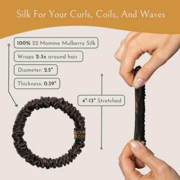 Authentic Mulberry Silk Skinny Hair Match Scrunchies for Women, Anti Breakage Hair Ties for Curly Thick & Thin Hair, No Dent & Pull, 100% Silk for Buns, Sleep & Ponytail, Medium/Deep Brunette (4 Pack)