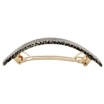 France Luxe Narrow Rectangle Volume Barrette - Opera Silver