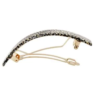 France Luxe Narrow Rectangle Volume Barrette - Opera Silver