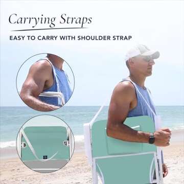 Caribbean Joe Folding Beach Chair, 1 Position Lightweight and Portable Foldable Outdoor Camping Chair with Carry Strap, Mint
