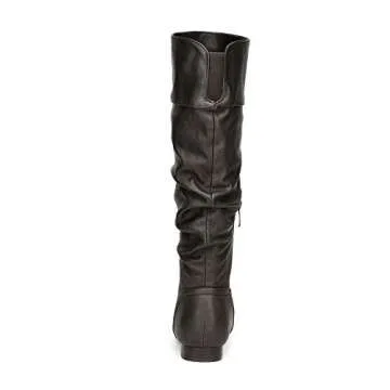 DREAM PAIRS Women's Knee High Pull On Fall Weather Winter Boots,Size 8.5,Black/Pu,BLVD