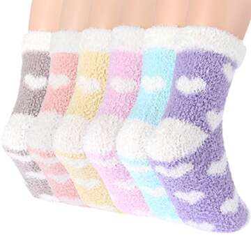 Plush Slipper Socks for Women - Cozy 6 Pairs Fuzzy Socks