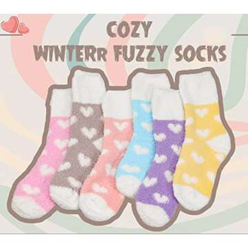 Plush Slipper Socks for Women - Cozy 6 Pairs Fuzzy Socks