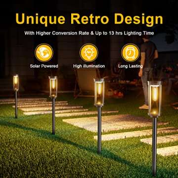 ALFIOT Solar Pathway Lights Solar Outdoor Lights Pathway Waterproof 8 Pack Upgraded Solar Walkway La...