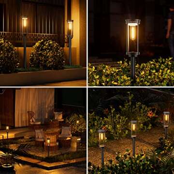 ALFIOT Solar Pathway Lights Solar Outdoor Lights Pathway Waterproof 8 Pack Upgraded Solar Walkway Landscape Lights Outdoor Driveway Lights,Auto On/Off Lights for Yard Lawn Patio (Warm White)