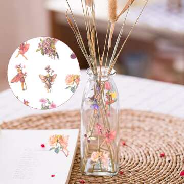 90 Pieces Fairy Stickers for Scrapbook, Transparent Flower Fairy Patch for Scrapbooking Hand Ledger Phone Case Laptop Diary DIY Crafts